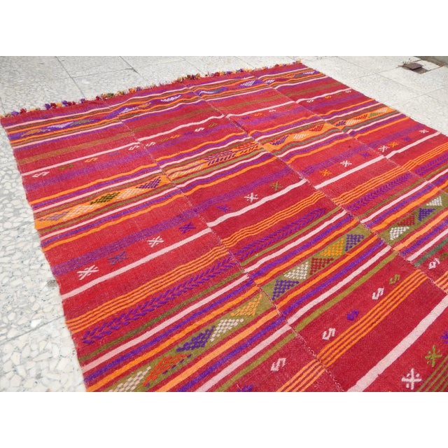 1970s Turkish Jajim Kilim Rug 4'11" X 8'1" For Sale - Image 5 of 12