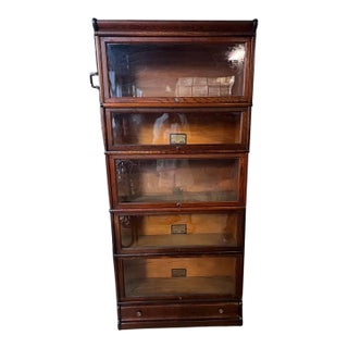 Early 20th Century Globe -Wernicke Antique Tiger Oak Five Stacking Bookcase/ Lawyer Bookcase For Sale