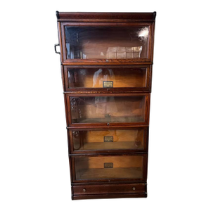 Early 20th Century Globe -Wernicke Antique Tiger Oak Five Stacking Bookcase/ Lawyer Bookcase