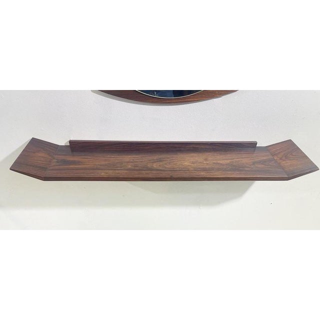 Mid-Century Modern Mirror and Console in Wood, Italy, 1960s, Set of 2 For Sale - Image 3 of 6