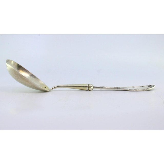 Silver Rice and Serving Spoon with Grooves and Reliefs Handle For Sale - Image 3 of 7
