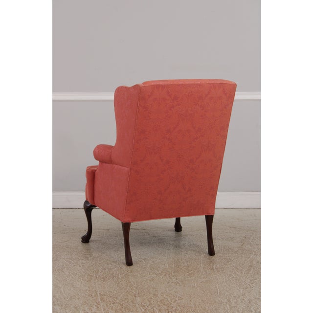 Hancock & Moore Damask Upholstered Wing Chair For Sale In Philadelphia - Image 6 of 14