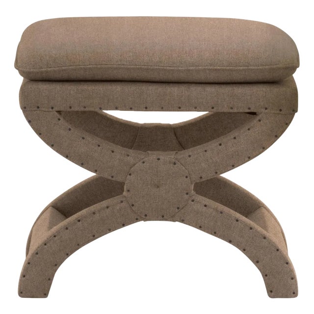 Essentials For Living Gaston Performance Fabric Caramel Ottoman For Sale