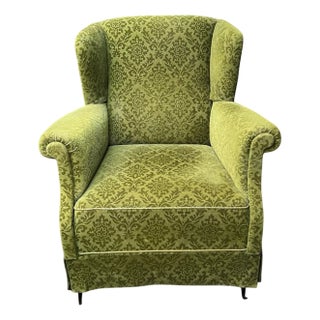 Vintage Danish Green Velvet Relax Chair, 1950s For Sale