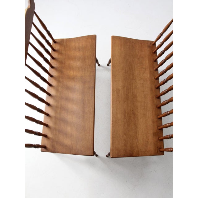 Wood Mid-Century Colonial Revival Maplelux Maple Benches Pair For Sale - Image 7 of 18