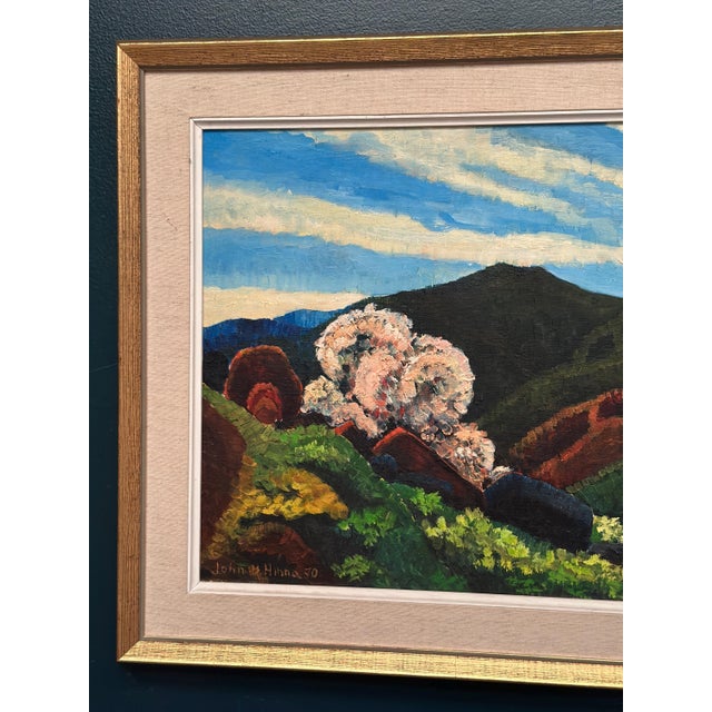 John B. Hinna, Mountain Landscape, 1970, Oil on Panel, Framed For Sale - Image 16 of 18