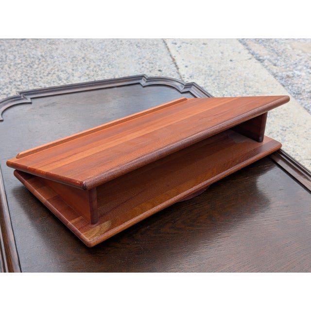 Organize your favorite reads with this exceptional Danish handcrafted mid-20th century solid teak book cradle. Masterfully...