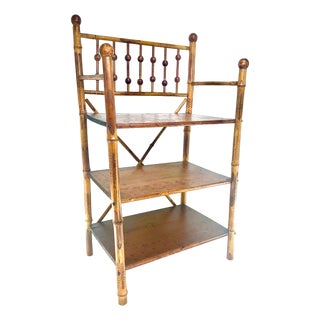 19th Century English Burnt Bamboo Etagere Bookcase For Sale