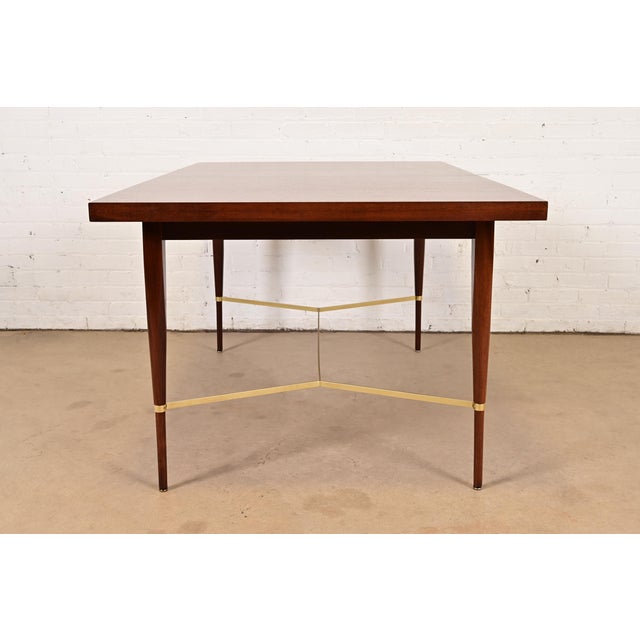 Paul McCobb for Directional Mahogany and Brass Extension Dining Table, Newly Refinished For Sale - Image 13 of 15