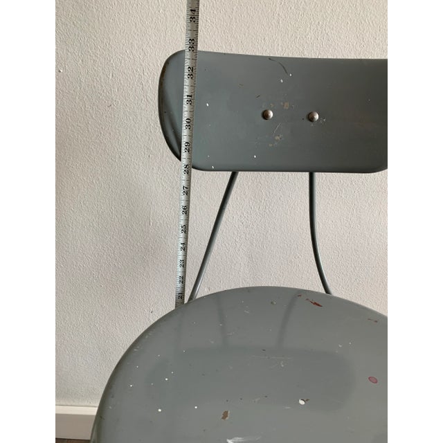 Metal Vintage Industrial Gray Metal Bar Stool For Sale - Image 7 of 10