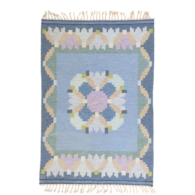 Ingegerd Silow Vintage Swedish Rollakan Rug, 04'07 X 06'08 For Sale