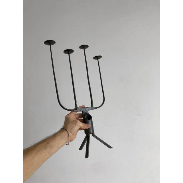 Vintage French Brutalist Candlestick in Wrough Iron, 1960s For Sale - Image 11 of 13