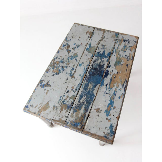 Wood Antique Painted Farmhouse Work Table For Sale - Image 7 of 18