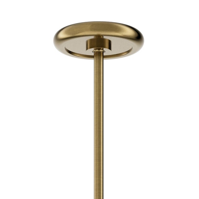 Slate Gray Gable Linear Chandelier, Antique Brass with Storm Blue Shade For Sale - Image 8 of 9