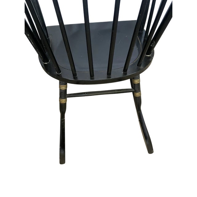 English Nichols & Stone Black Stencilled Windsor Rocking Chair - Vintage Mid 20th Century - Made in Massachusetts For Sale - Image 3 of 8