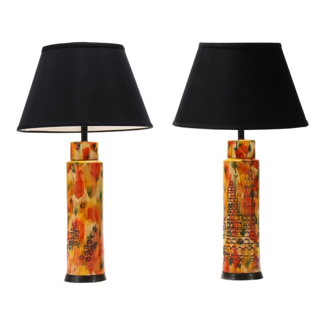 1970s Campus Ceramic Table Lamps - a Pair For Sale