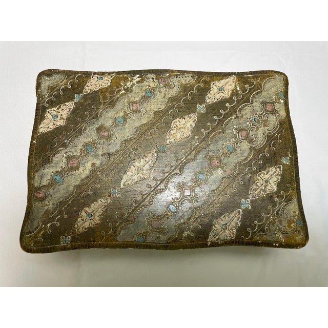 Vintage Florentine Footed Gilt Wood Box For Sale - Image 4 of 4
