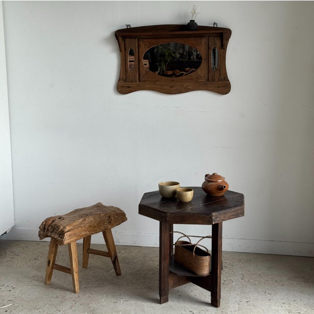 Small Antique Indonesian Teak Wall Mirror, 1980s For Sale - Image 6 of 18