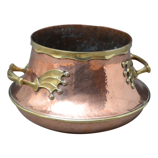Large Antique Victorian Copper and Brass Jardinière, 1860 For Sale