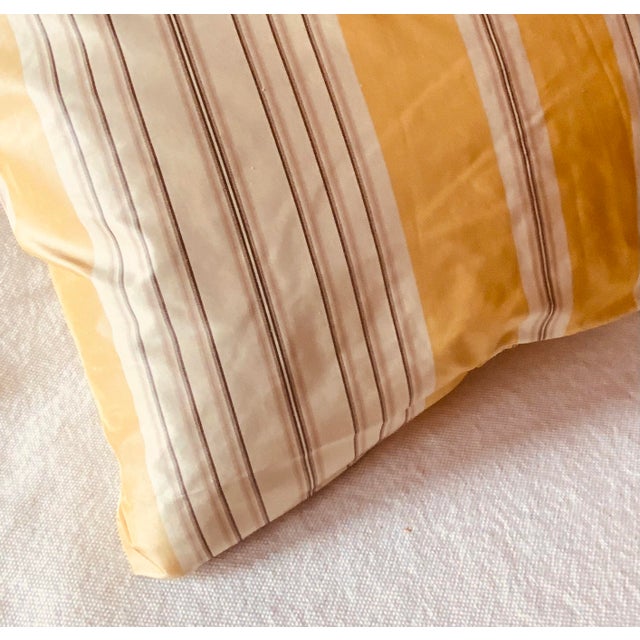 Scalamandré Silk Stripe | Café Au Lait, Warm Cream & Lemon Pinstripe | 72"w × 54"l For Sale - Image 12 of 17
