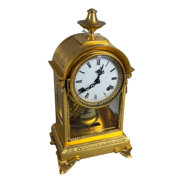 Hermle Mechanical Table Clock in Gilded Brass and Glass from Kienzle, 1977 For Sale