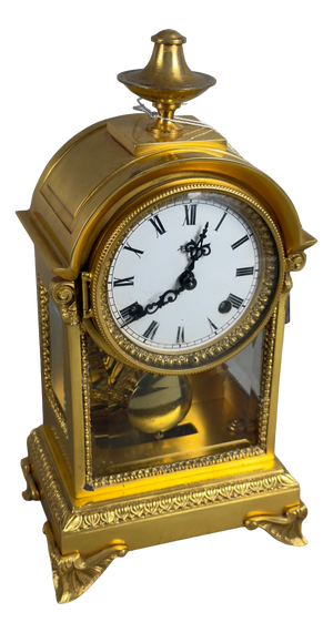 Hermle Mechanical Table Clock in Gilded Brass and Glass from Kienzle, 1977