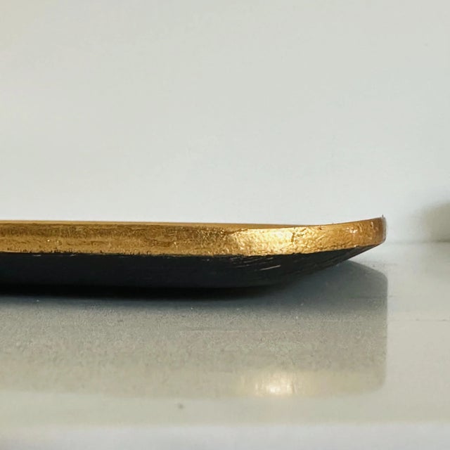 Wood Mid-Century Gold-Leaf Tray of Wood, Made in Japan For Sale - Image 7 of 10