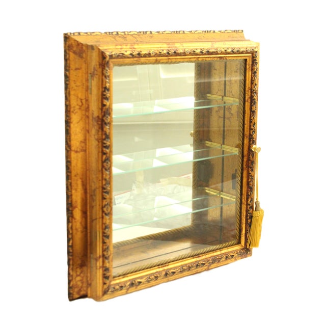 Mid 20th Century Italian Gold Gilt Curio Wall Cabinet "Horchow" For Sale - Image 5 of 10