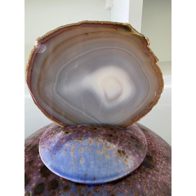 1980s Mark Hines Raku Lidded Pottery Vessel For Sale - Image 11 of 18