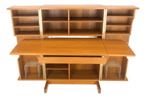 Danish Mid Century Teak Box Wooton Folding Desk Writing Table File Cabinet