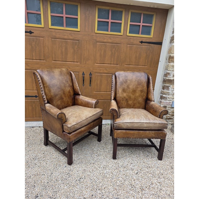 Pair of Henredon Leather Armchairs For Sale - Image 4 of 18
