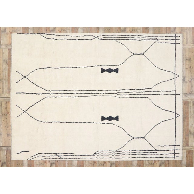 Ivory Large Neutral Moroccan Area Rug - 10'03 X 13'10 For Sale - Image 8 of 9