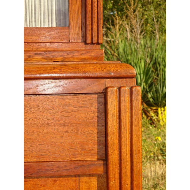 Vintage Oak Buffet with Sentry Boxes and Mirror For Sale - Image 12 of 18