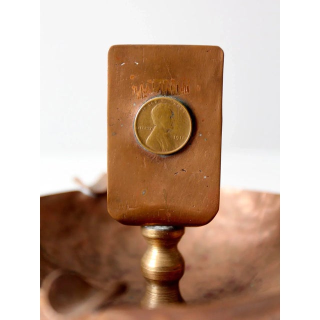 Early 20th Century Antique Copper Match Holder Ashtray For Sale - Image 5 of 12