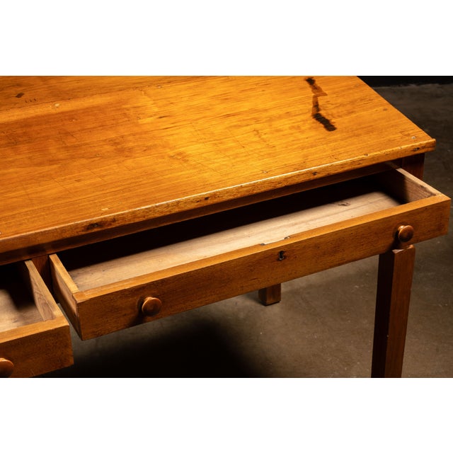 Brown Antique Oak Arts & Crafts Writing Desk For Sale - Image 8 of 8