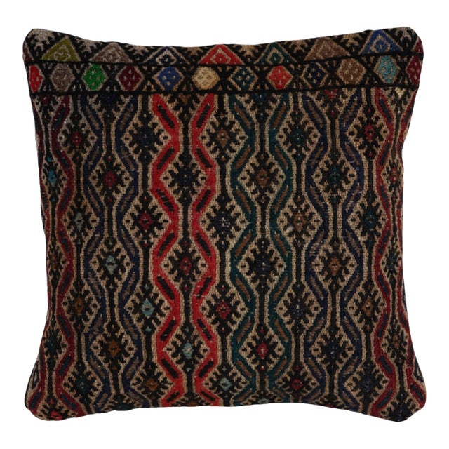 Jajim Cicim Pillow Cover - Wool Turkish Jajim Cushion 16'' X 16'' For Sale