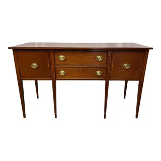 Vintage Traditional Federal Style Mahogany Inlay Sideboard For Sale