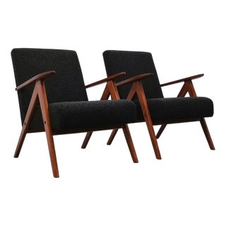 Mid-Century Modern Easy Chair in Black Boucle, 1960s For Sale