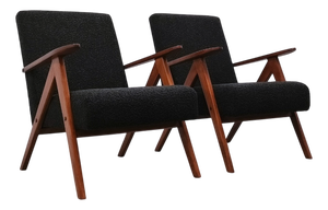 Mid-Century Modern Easy Chair in Black Boucle, 1960s