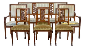 Vintage Empire Revival Suite in Carved Walnut, 1920, Set of 7