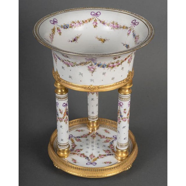 Napoleon III Painted Porcelain and Gilt Bronze Column Planter For Sale - Image 3 of 8