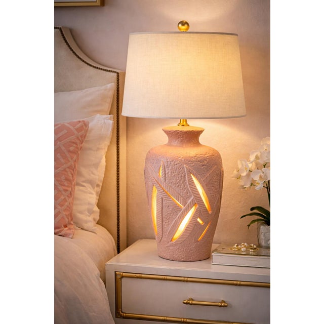 Late 20th Century Hollywood Regency Table Lamps With Illuminated Palm Frond Cutouts — Palm Beach Hollywood Regency Statement Lighting - a Pair For Sale - Image 4 of 8