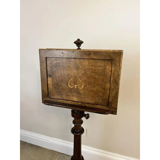 Brown Victorian Burr Walnut Inlaid Duet Music Stand , 1850s For Sale - Image 8 of 13