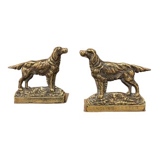 Early 20th Century Brass English Setter Bookends- a Pair For Sale
