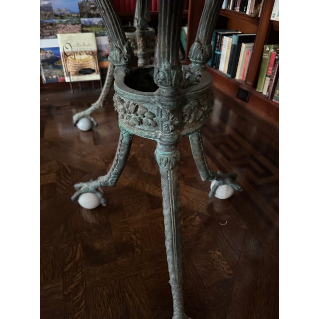 Pair of Neoclassical Marble-Top Bronze Gueridon Tables With Claw Feet For Sale - Image 4 of 4