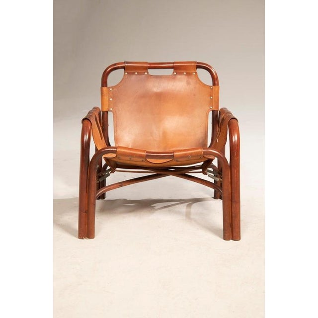 Safari Armchair in Leather and Bamboo by Tito Agnoli, 1960s For Sale - Image 15 of 16