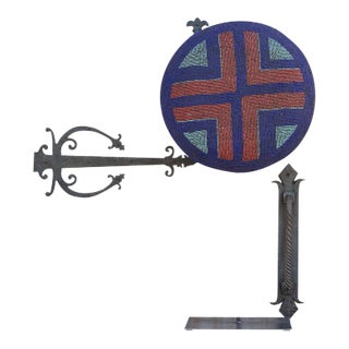 Colorful Bamileke Beaded Shield on Custom Stand For Sale