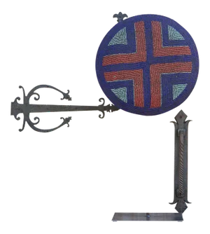 Colorful Bamileke Beaded Shield on Custom Stand