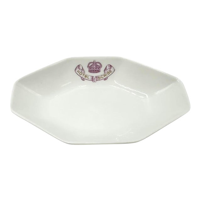 Vintage Hotel Scribe Ashtray Paris France Porcelain Trinket Dish For Sale