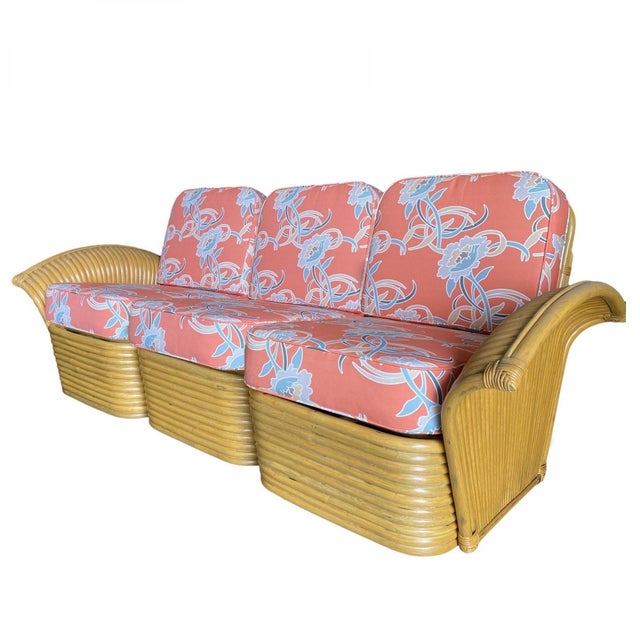 Restored Rattan "Golden Girls" Sofa & Lounge Chairs Livingroom Set For Sale - Image 11 of 14